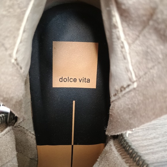 Dolce Vita Western Taupe Suede Side Zip 3 Inch Block Heel Ankle Boots Women's 8M - Picture 6 of 9